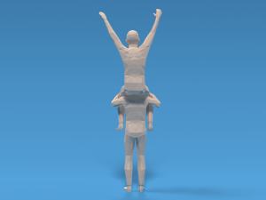 low poly kids riding on shoulders 3Dモデル
