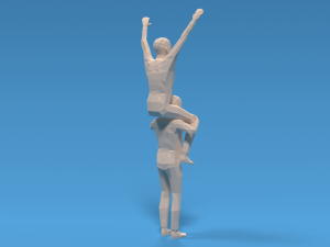 low poly kids riding on shoulders 3Dモデル