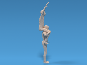 low poly kids riding on shoulders 3Dモデル