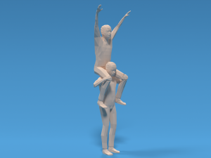 low poly kids riding on shoulders 3Dモデル