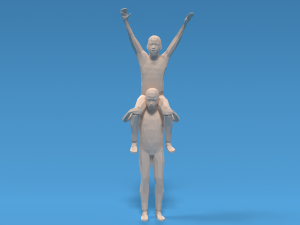 low poly kids riding on shoulders 3Dモデル