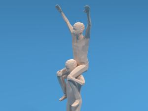 low poly kids riding on shoulders 3Dモデル