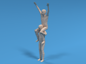 low poly kids riding on shoulders 3Dモデル