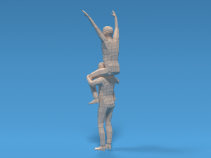 low poly kids riding on shoulders 3Dモデル