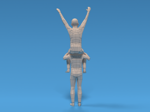 low poly kids riding on shoulders 3Dモデル