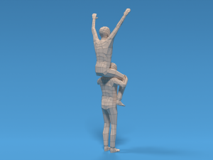 low poly kids riding on shoulders 3Dモデル
