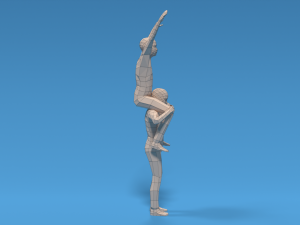 low poly kids riding on shoulders 3Dモデル