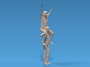 low poly kids riding on shoulders 3Dモデル