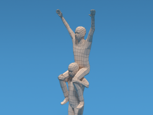 low poly kids riding on shoulders 3Dモデル