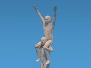 low poly kids riding on shoulders 3D Model