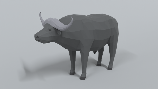 low poly cartoon african buffalo 3D Model .c4d .max .obj .3ds .fbx .stl .blend 