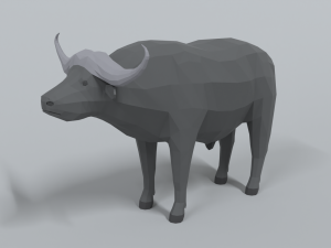 low poly cartoon african buffalo 3D Model
