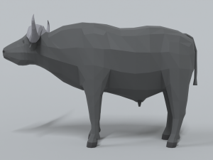 low poly cartoon african buffalo 3D Model
