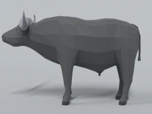 low poly cartoon african buffalo 3D Model