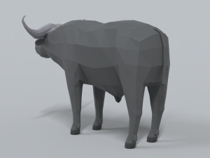 low poly cartoon african buffalo 3D Model