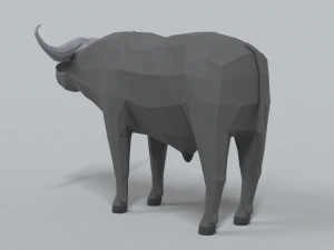 low poly cartoon african buffalo 3D Model