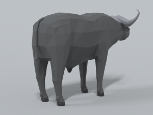 low poly cartoon african buffalo 3D Model