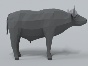 low poly cartoon african buffalo 3D Model