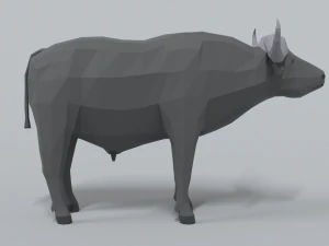 low poly cartoon african buffalo 3D Model