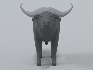 low poly cartoon african buffalo 3D Model