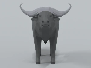 low poly cartoon african buffalo 3D Model
