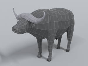 low poly cartoon african buffalo 3D Model