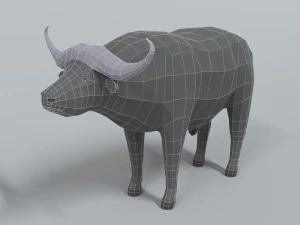 low poly cartoon african buffalo 3D Model