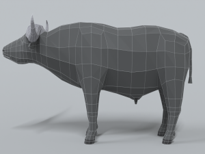 low poly cartoon african buffalo 3D Model