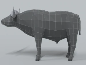 low poly cartoon african buffalo 3D Model