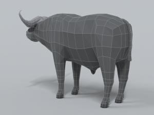 low poly cartoon african buffalo 3D Model