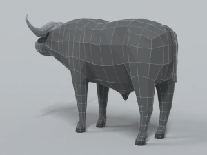 low poly cartoon african buffalo 3D Model