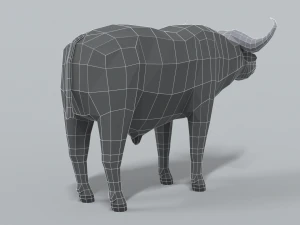 low poly cartoon african buffalo 3D Model
