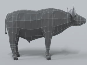 low poly cartoon african buffalo 3D Model