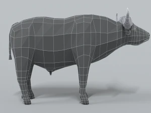 low poly cartoon african buffalo 3D Model