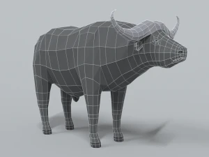 low poly cartoon african buffalo 3D Model