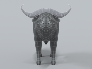 low poly cartoon african buffalo 3D Model