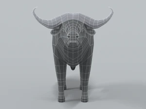 low poly cartoon african buffalo 3D Model