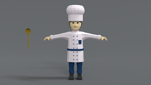low poly cartoon chef Modelo 3D .c4d .max .obj .3ds .fbx .stl .blend 