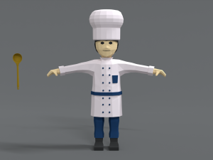 low poly cartoon chef 3D Model