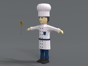 low poly cartoon chef Modelo 3D