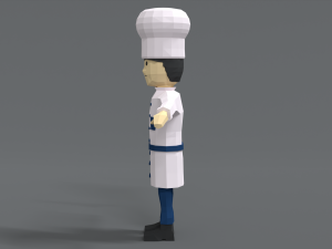 low poly cartoon chef Modelo 3D