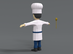 low poly cartoon chef Modelo 3D