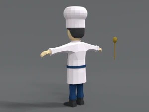 low poly cartoon chef 3D Model