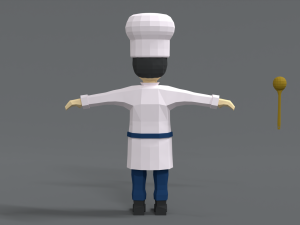 low poly cartoon chef Modelo 3D