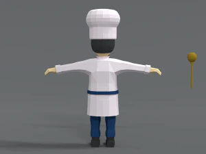 low poly cartoon chef 3D Model
