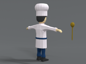 low poly cartoon chef Modelo 3D