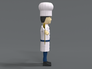 low poly cartoon chef Modelo 3D
