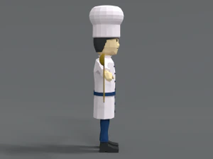 low poly cartoon chef 3D Model