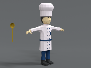 low poly cartoon chef Modelo 3D