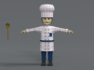 low poly cartoon chef Modelo 3D